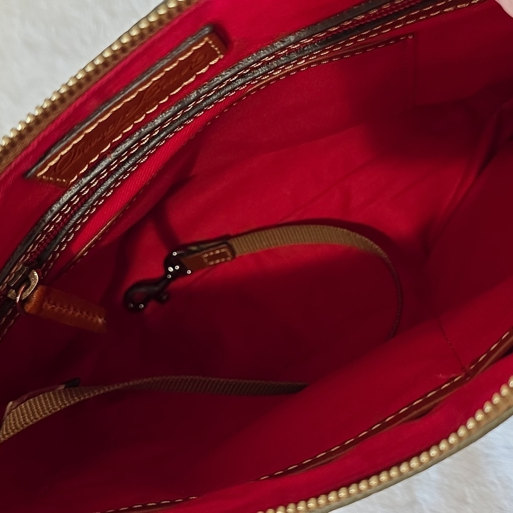 Dooney & Bourke Olive and Tan Pebbled Leather Shoulder Bag - Picture 7 of 11